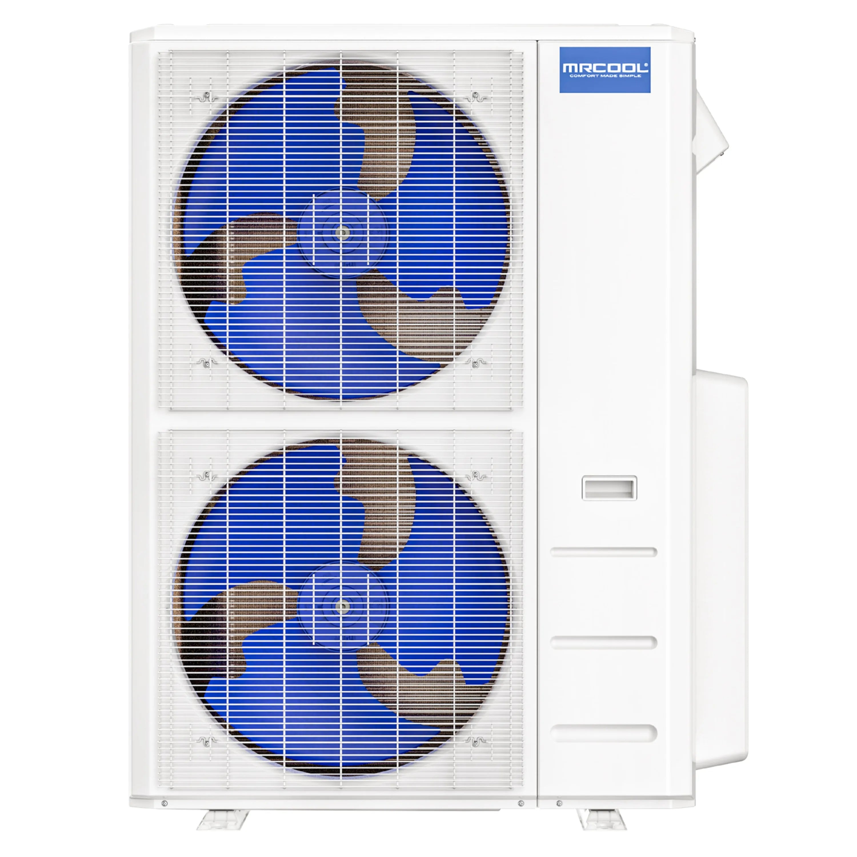 MRCOOL white outdoor ductless mini split condenser with two fan grilles