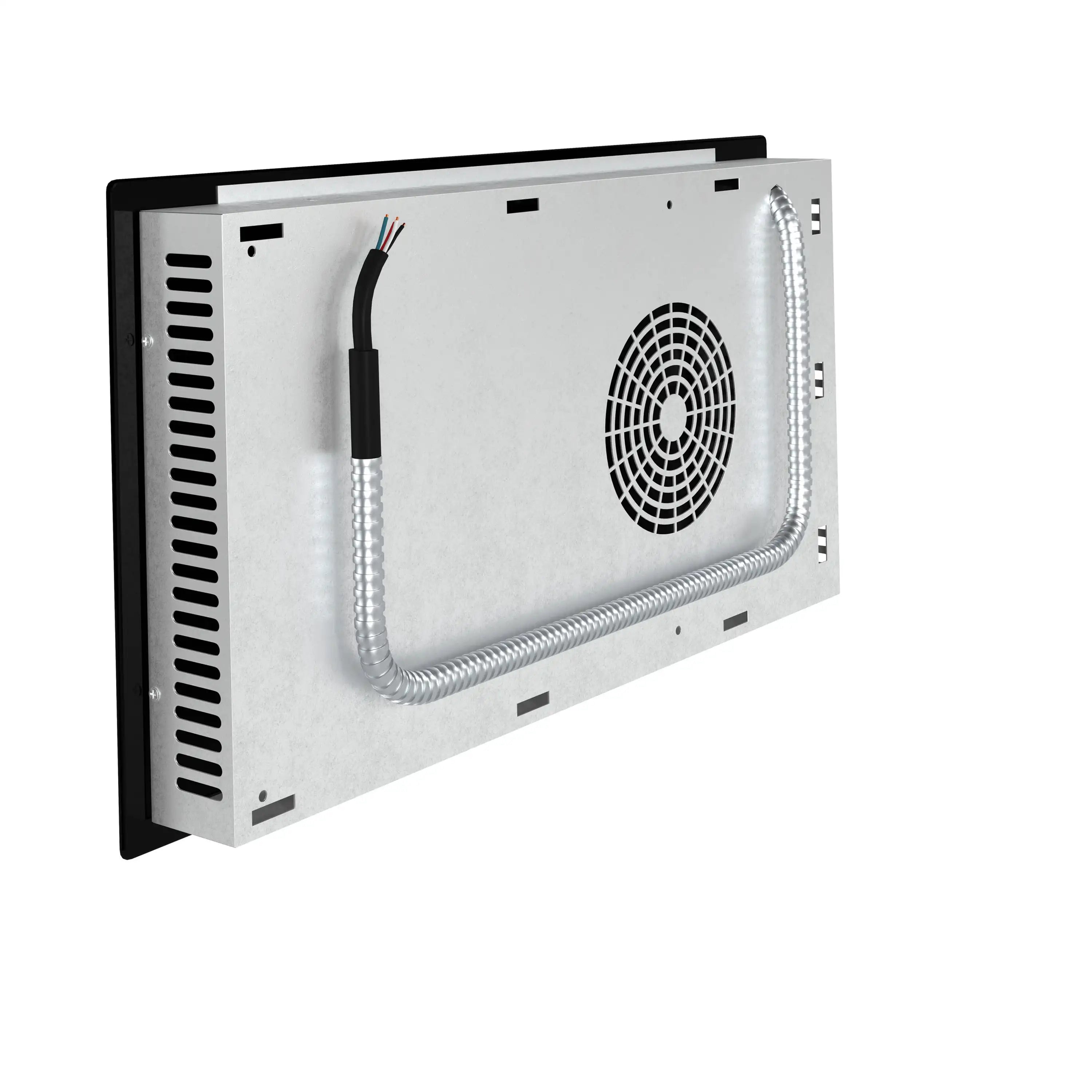 12-inch induction cooktop rear panel with cooling fan grille and wiring ports