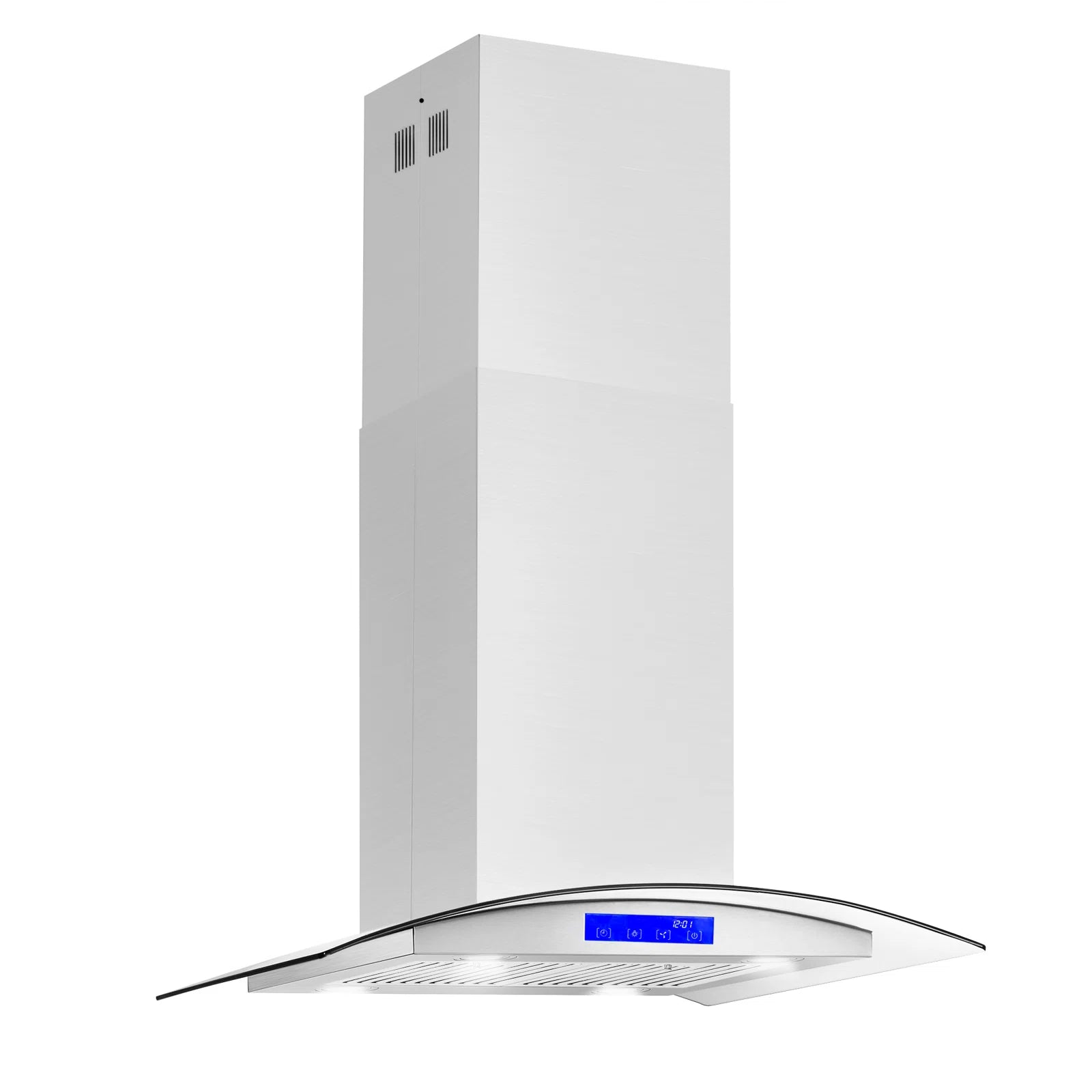 Cosmo 30 Inch 380 CFM Ductless Island Range Hood in Stainless Steel with Tempered Glass COS 668ICS750 DL