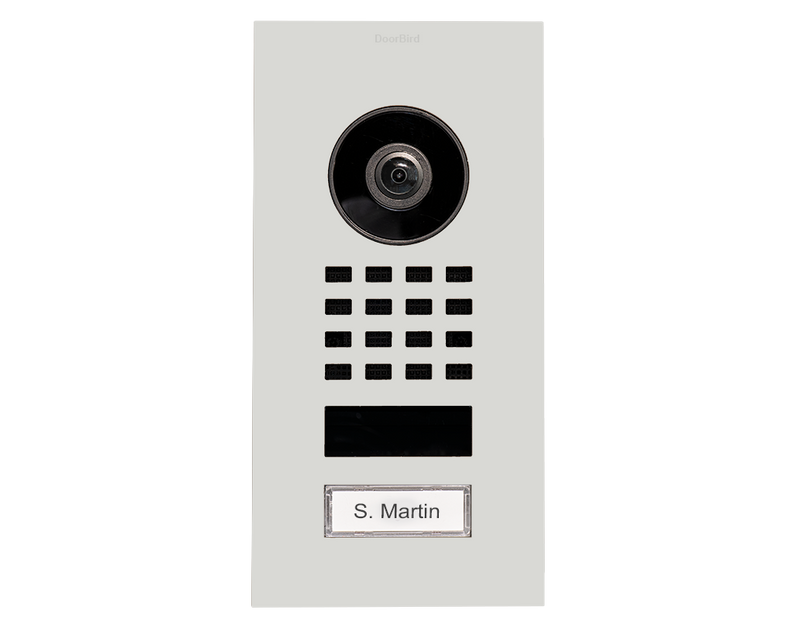 DoorBird D1101V Flush-Mount IP Video Intercom, 1 Call Button in Traffic White, RAL 9016