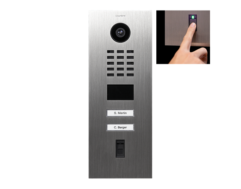 DoorBird D2102FV Fingerprint 50 IP Video Door Station, 2 Call Button in Gold