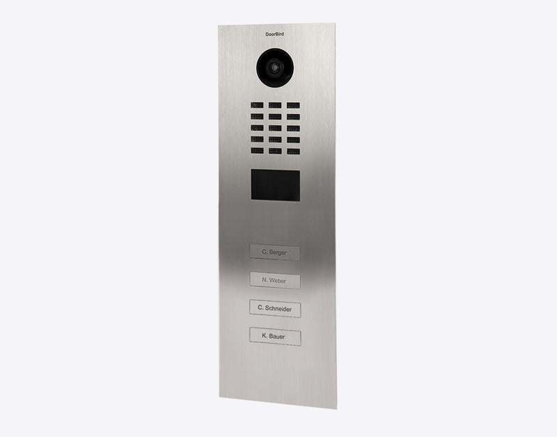 DoorBird D2104V IP Video Door Station, 4 Call Buttons in Real Burnished Brass