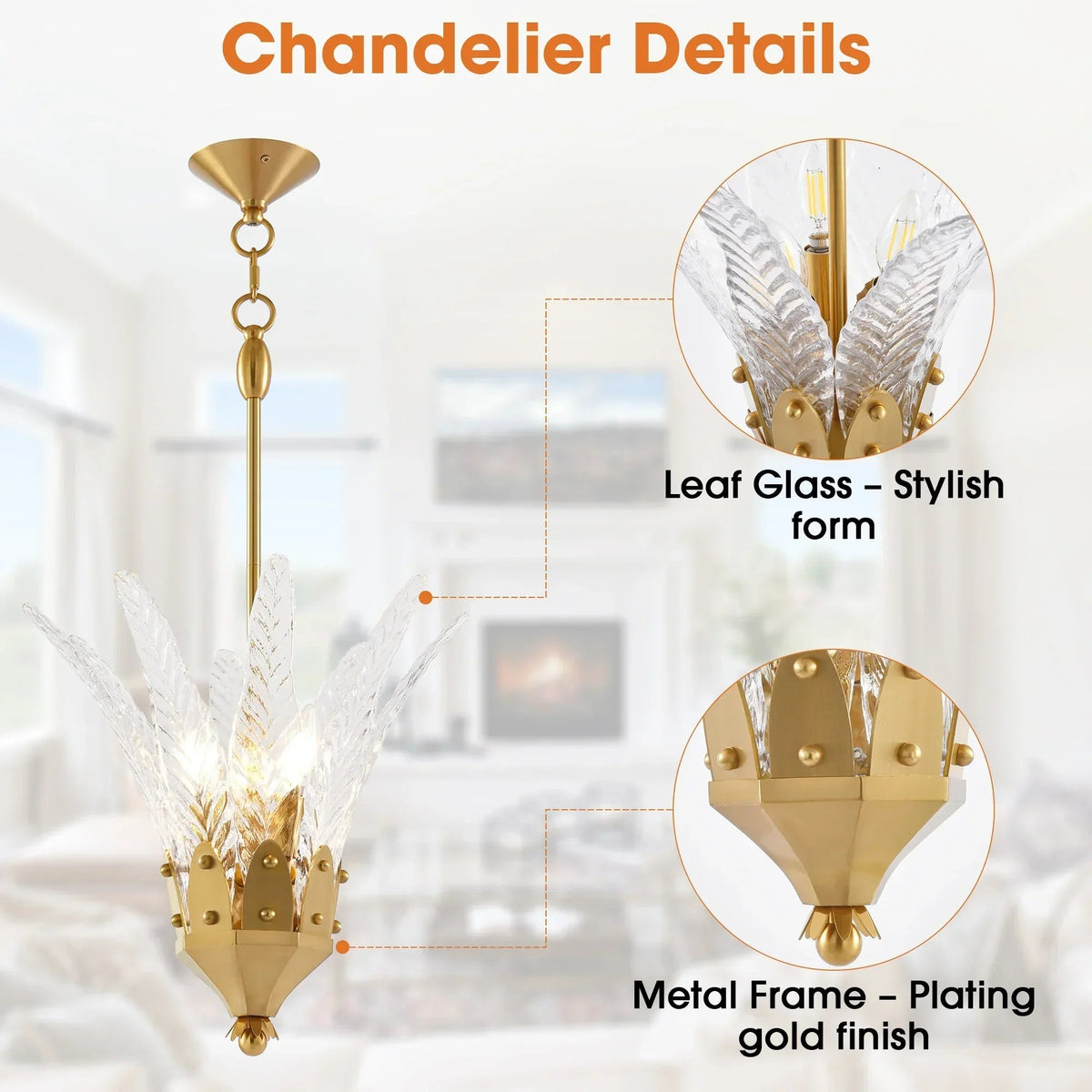Parrot Uncle 17-Inch Vito 3-Light Feather-Shaped Island Pendant Light (D3014)