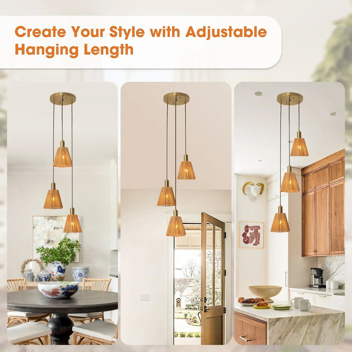 Parrot Uncle 15-Inch Merle 3-Light Island Pendant Light (D3016)