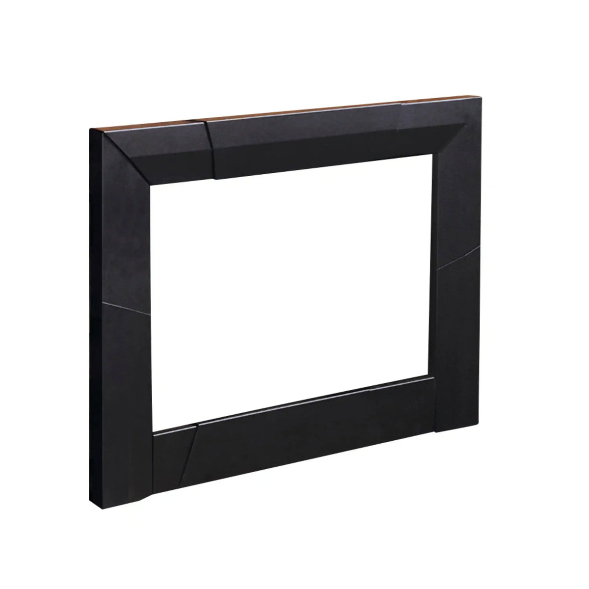 Black electric firebox insert front frame, open viewing window