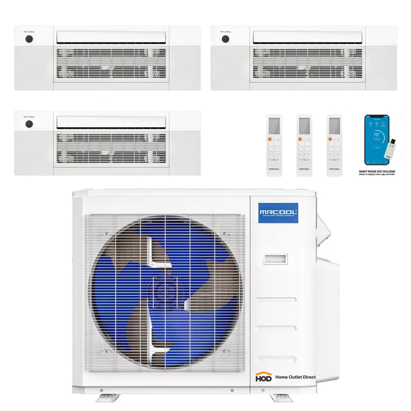 MRCOOL DIY 4th Gen Mini Split - 3-Zone 36,000 BTU Ductless Air Conditioner and Heat Pump with 18K + 12K + 9K Cassette Air Handlers