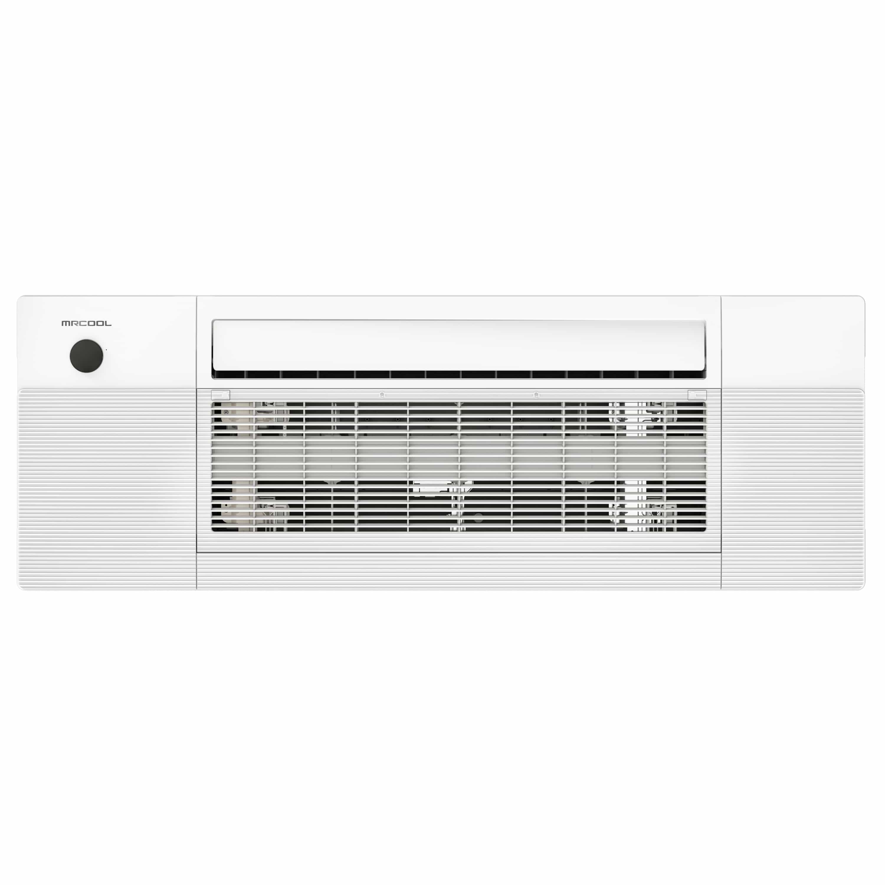 White ceiling cassette indoor unit with front vent grille