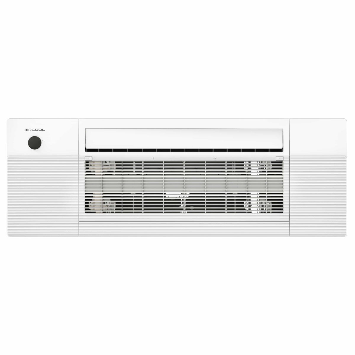 White ceiling cassette air handler with front vent grille