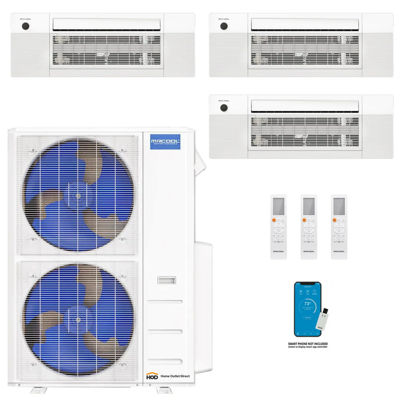 MRCOOL DIY 4th Gen Mini Split - 3-Zone 48,000 BTU Ductless Air Conditioner and Heat Pump with 18K + 12K + 12K Cassette Air Handlers