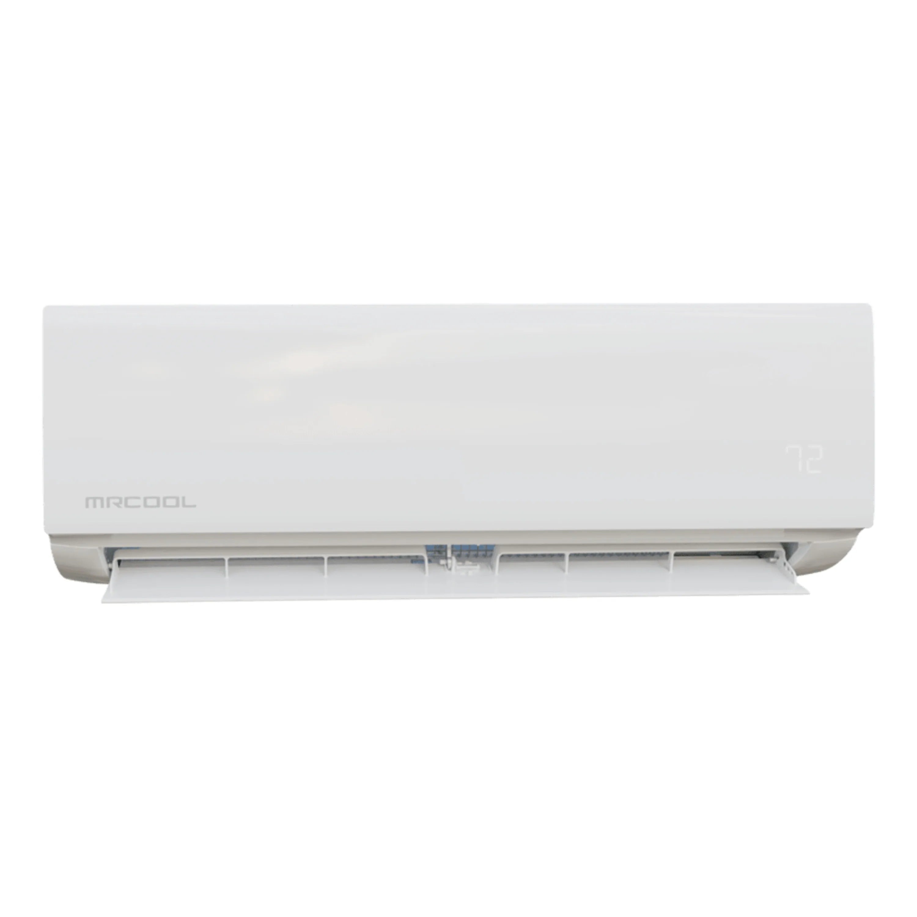 Ductless mini split indoor wall unit, white front with horizontal air vents