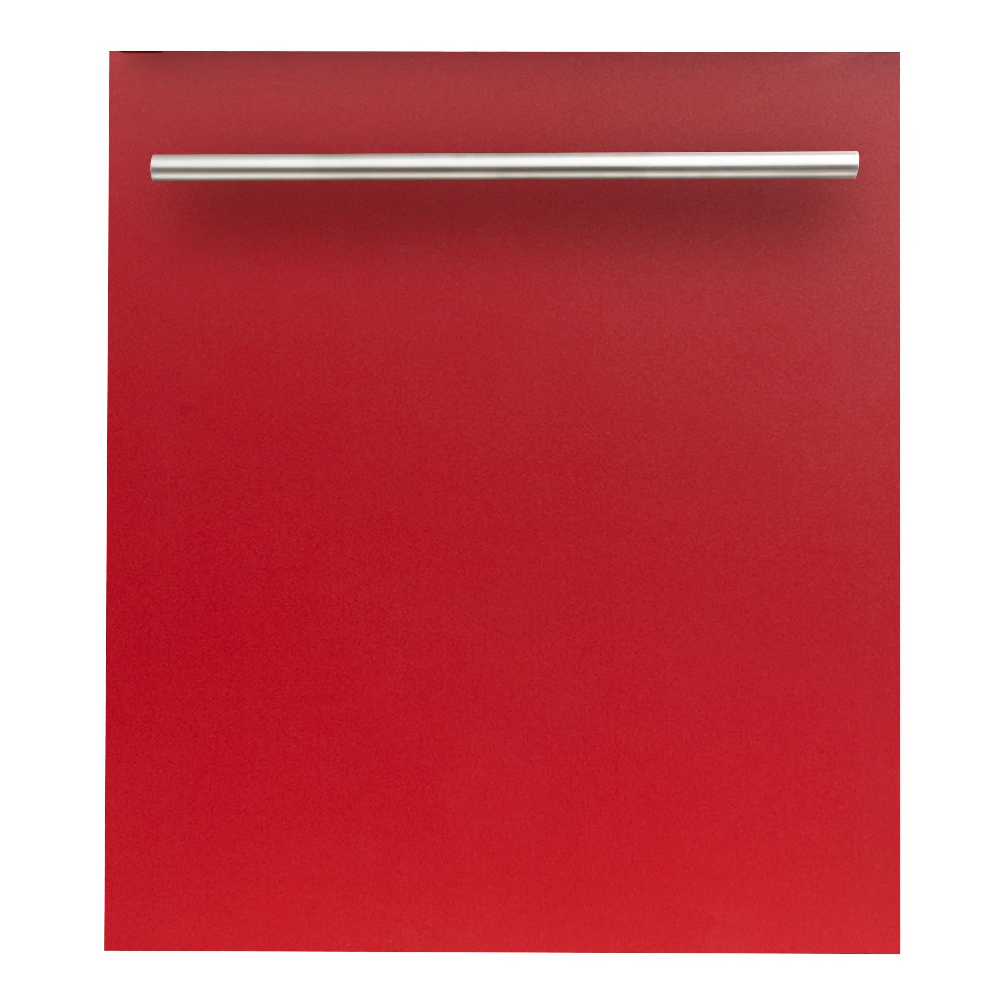 Red matte 24-inch dishwasher with stainless steel bar handle