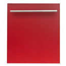 ZLINE 24-Inch Dishwasher in Red Matte with Stainless Steel Tub and Modern Style Handle (DW-RM-H-24)