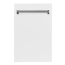 ZLINE 18-Inch Dishwasher in White Matte with Stainless Steel Tub and Traditional Style Handle (DW-WM-18)
