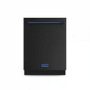 Gordon Ramsay by Thor Kitchen 4-Piece Appliance Package -  30-Inch Electric Range,  Wall Mount Range Hood, 36-Inch French Door Refrigerator, and Dishwasher in Black with Blue Trim