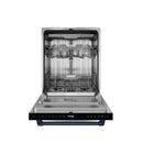 24-inch built-in dishwasher open view with loaded racks and stainless interior tub