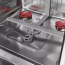 Stainless interior with circular burner-style parts and mounting supports