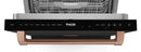 Black dishwasher front control panel with THOR logo and rose-gold lower trim