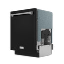 24-inch black dishwasher with stainless trim and side access panel in view