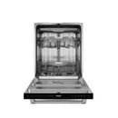 Gordon Ramsay by Thor Kitchen 4-Piece Appliance Package -  48-Inch Propane Gas Range, Wall Mount Range Hood, 36-Inch French Door Refrigerator, and Dishwasher in Black with Stainless Steel Trim