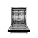 Gordon Ramsay by Thor Kitchen 4-Piece Appliance Package -  48-Inch Natural Gas Range, Wall Mount Range Hood, 36-Inch French Door Refrigerator, and Dishwasher in Black with Stainless Steel Trim