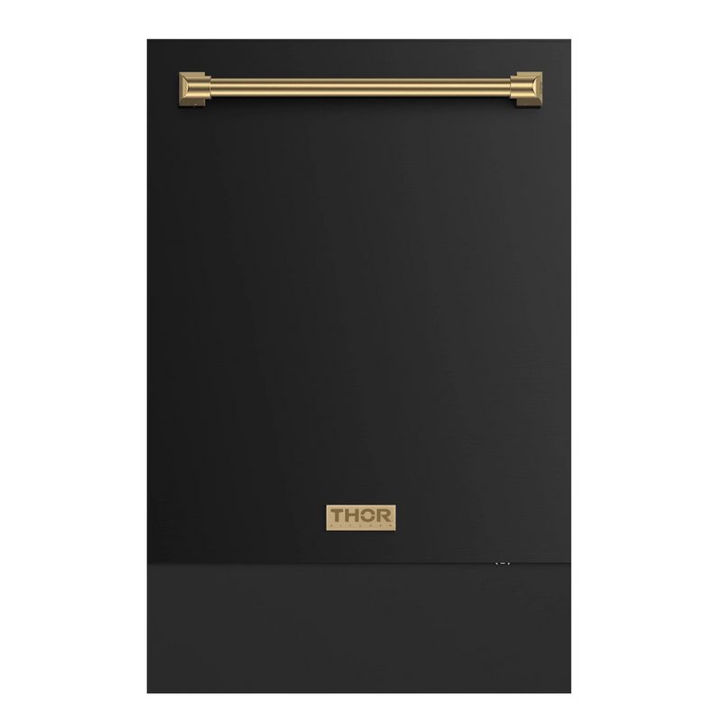 Thor Kitchen Gordon Ramsay 3-Piece Appliance Package - 36-Inch Electric Range with Tilt Panel Touch Control, Refrigerator, and Dishwasher in Black with Bronze Trim