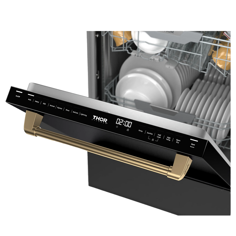 Thor Kitchen Gordon Ramsay Series 24-Inch Dishwasher in Black with Bronze Trim (DW24X8BA00-BRZ)