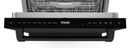 Black dishwasher control panel with buttons and status indicators