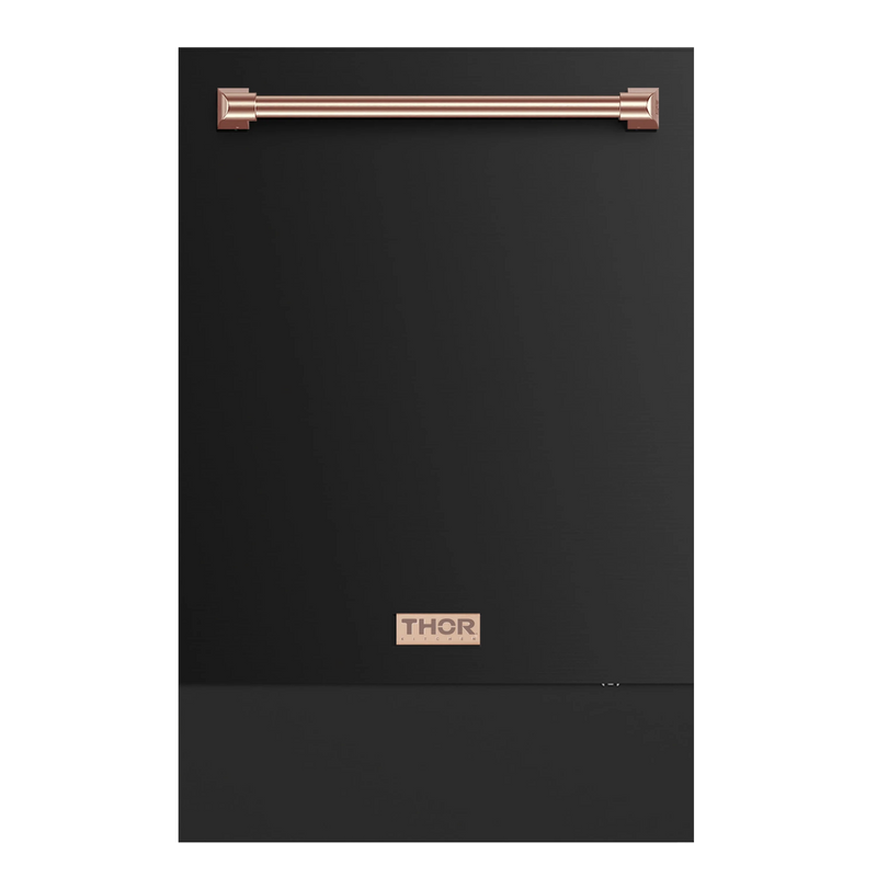 Thor Kitchen Gordon Ramsay 3-Piece Appliance Package - 30-Inch Electric Range with Tilt Panel Touch Control, Refrigerator, and Dishwasher in Black with Rose Gold Trim