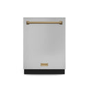 Thor 24-inch dishwasher front panel in stainless steel with bronze handle and logo