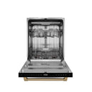 Thor 24-inch dishwasher open door showing stainless racks and interior spray system