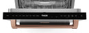 24-inch stainless steel dishwasher front with rose gold trim and top control panel