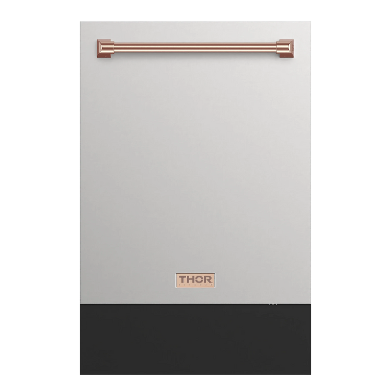 Thor Kitchen Gordon Ramsay 3-Piece Appliance Package - 30-Inch Electric Range with Tilt Panel Touch Control, Refrigerator, and Dishwasher in Stainless Steel with Rose Gold Trim