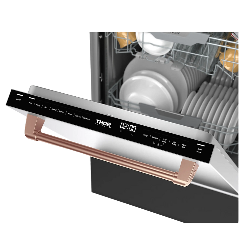 Thor Kitchen Gordon Ramsay Series 24 Inch Dishwasher in Stainless Steel with Rose Gold Trim (DW24X8BA99-RSG)