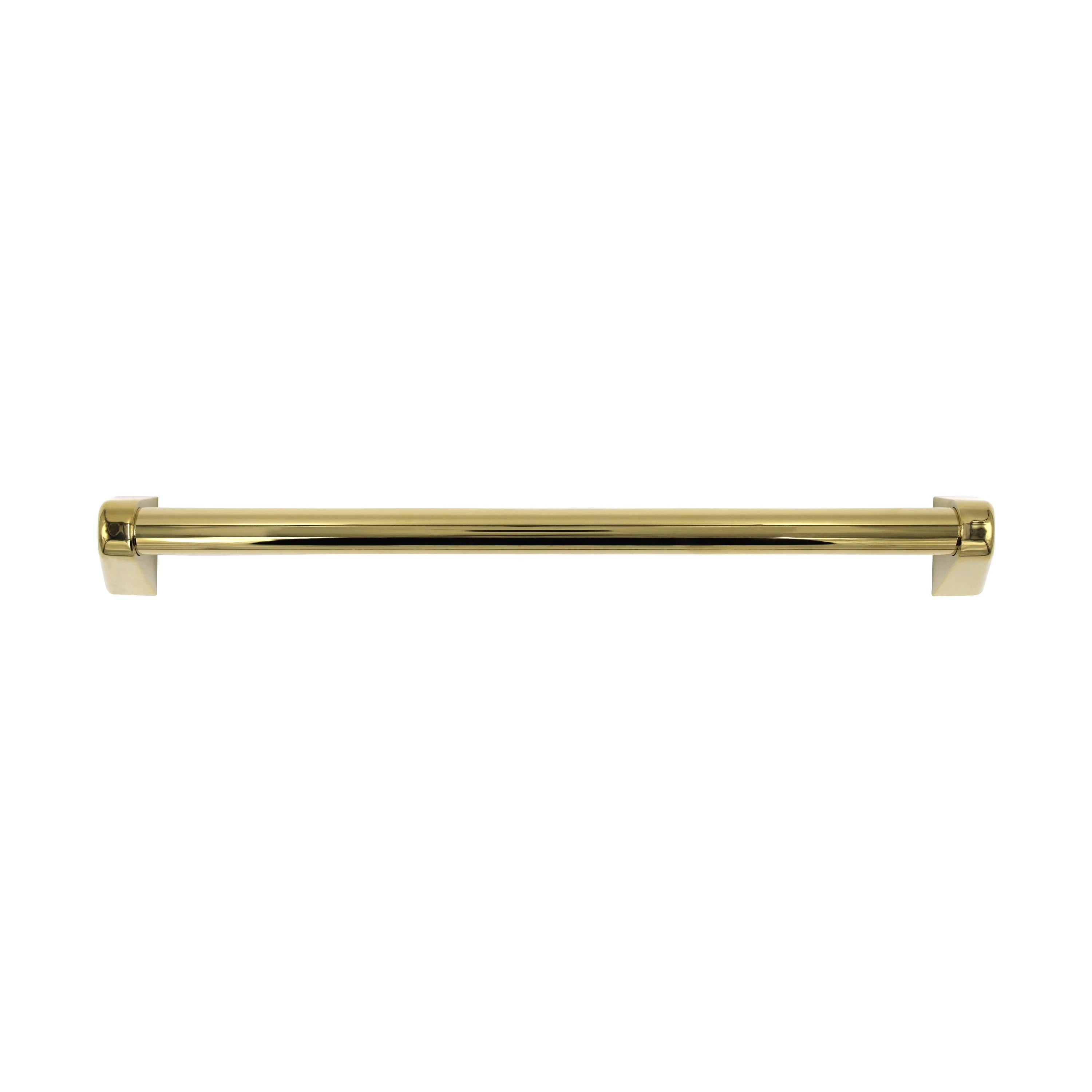 Dishwasher handle, 24-inch, polished gold metal bar with mounting end caps