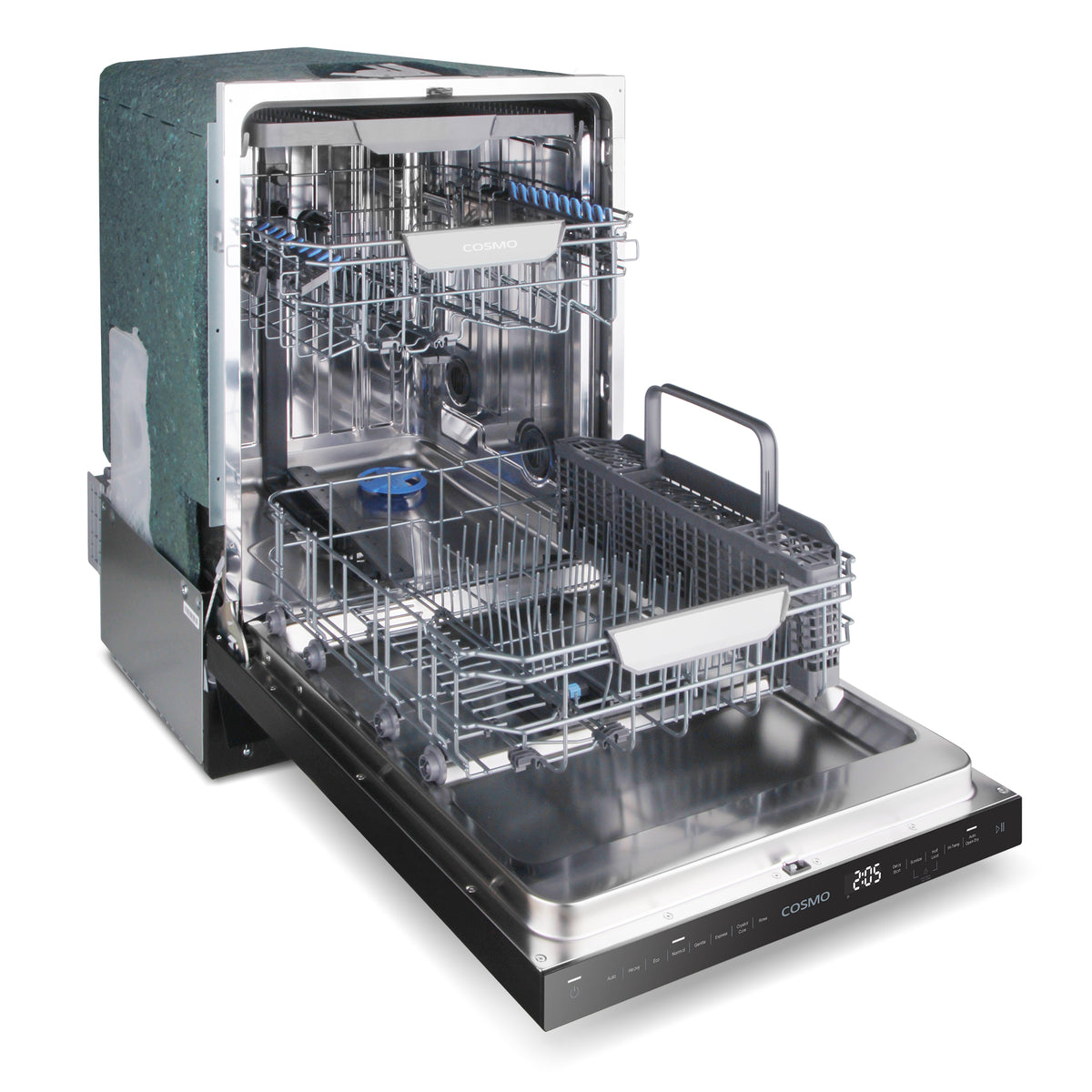 COS-DWI240TTRBK dishwasher - left view with racks extended