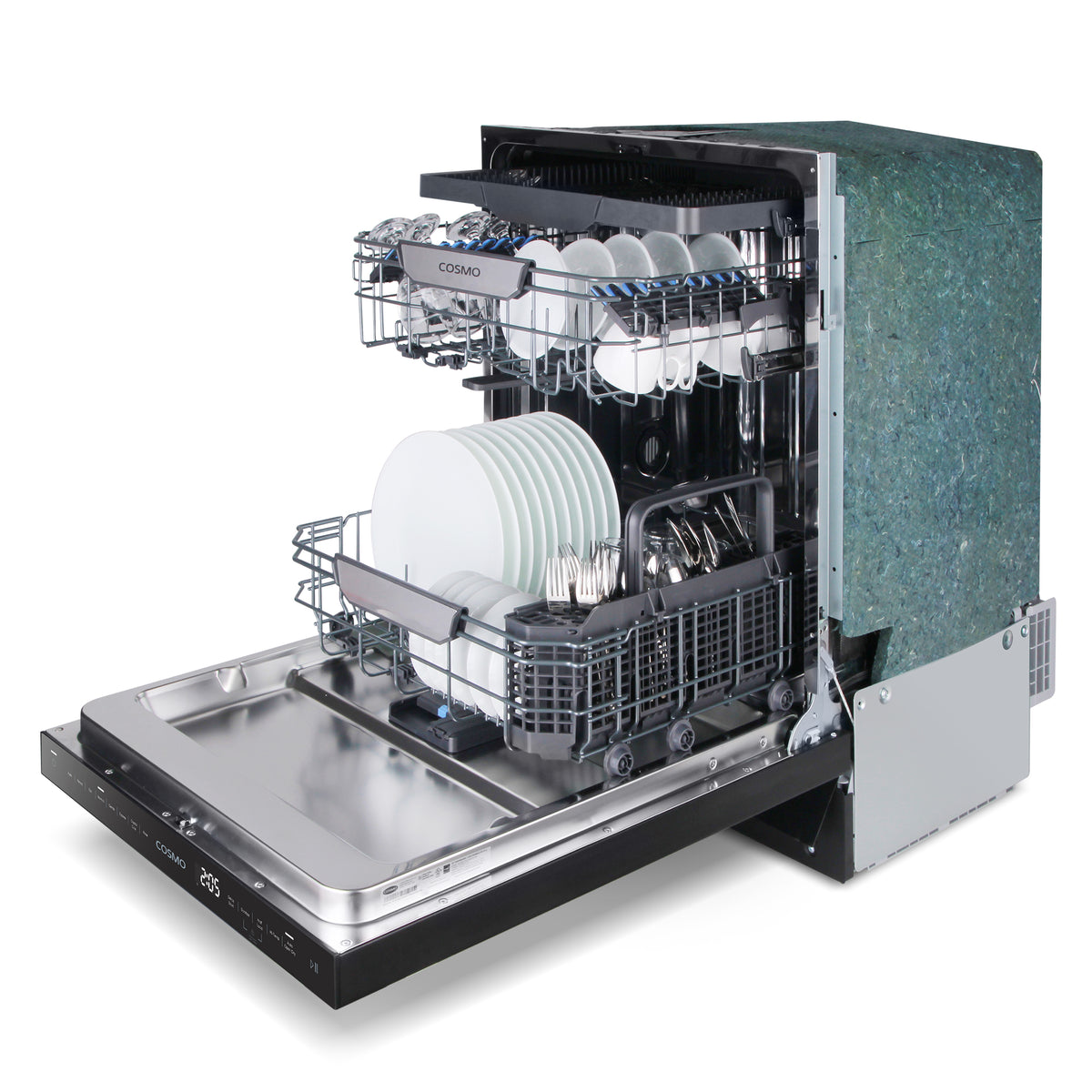 COS-DWI240TTRBK dishwasher - open with racks loaded