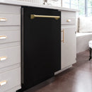ZLINE Autograph Edition 24-Inch Monument Series 3rd Rack Top Touch Control Tall Tub Dishwasher in Black Matte with Champagne Bronze Handle (DWMTZ-BLM-24-CB)