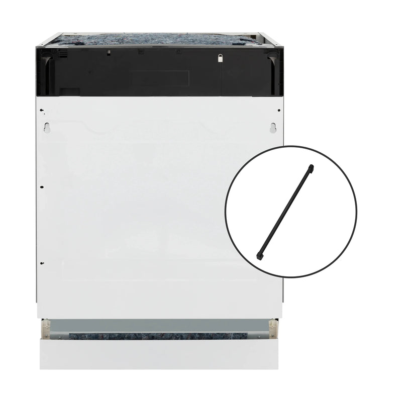 ZLINE Autograph Edition 24-Inch Tallac Series 3rd Rack Top Control Built-In Tall Tub Dishwasher in Custom Panel Ready with Matte Black Handle (DWVZ-24-MB)