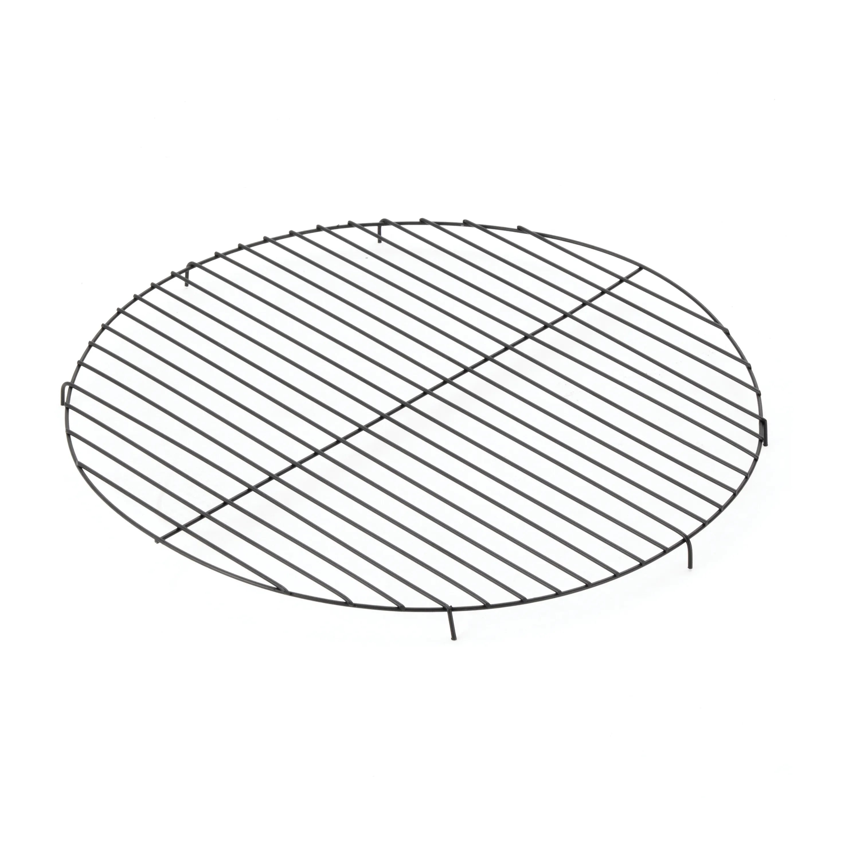 Round metal cooking grill with wire grate for outdoor fire pit