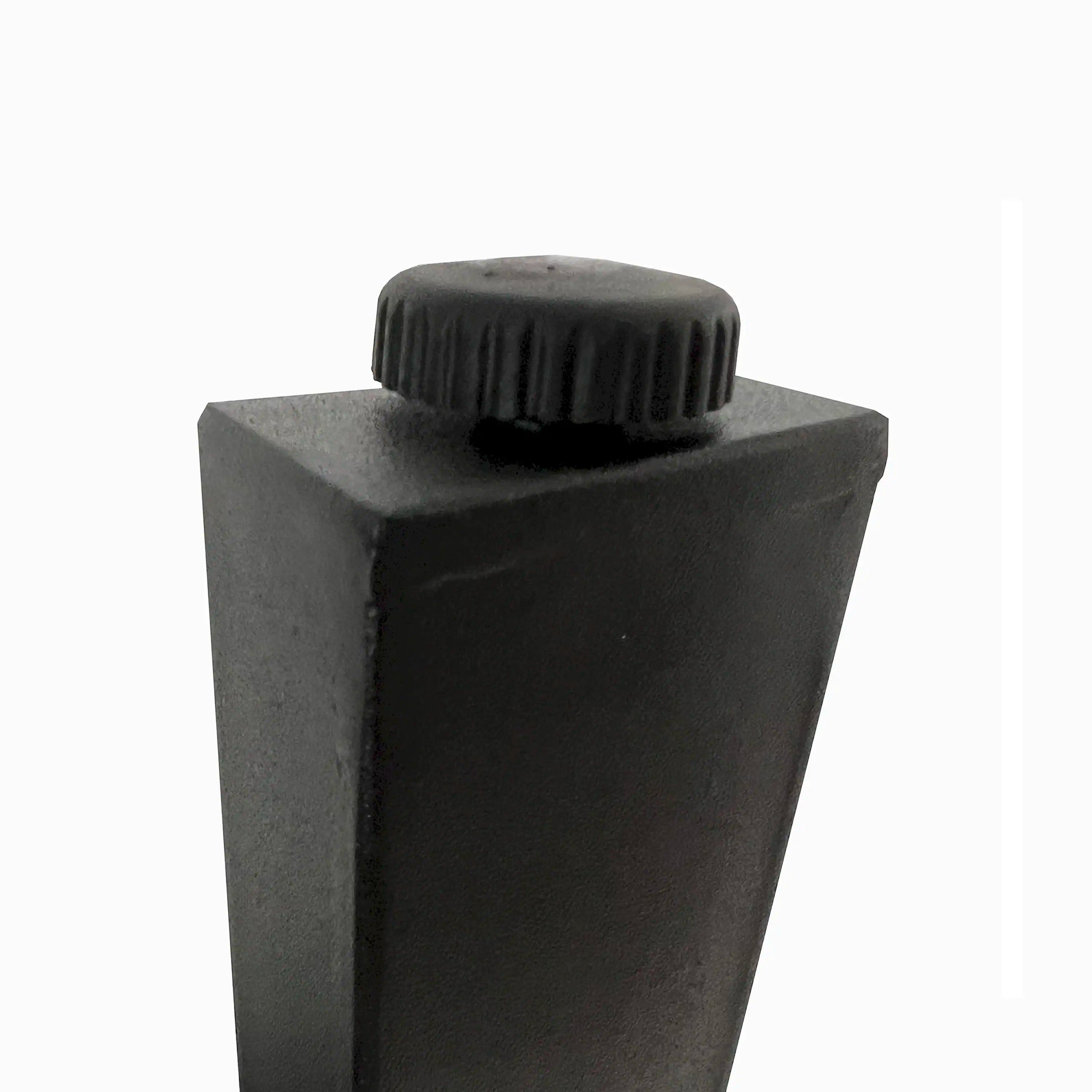 Black table base column with round top cap.