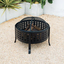 Deko Living 27-Inch Round Outdoor Steel Wood Burning Fire Pit with Cooking Grill and Spark Screen (COB10514)