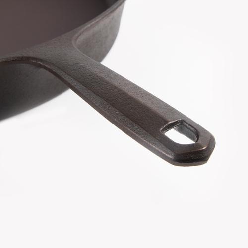 Cast iron skillet handle with loop grip and mounting hardware