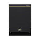 Forno Stella 24-Inch Built-in Dishwasher in Black with Antique Brass Handle, Tall Tub, Top Touch Control, Quiet 44 dBA, Soil-Sensing Capable, NSF & ENERGY STAR (FDWBI8010-24BLK)