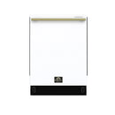 Forno Stella 24-Inch Built-in Dishwasher in White with Antique Brass Handle, Tall Tub, Top Touch Control, Quiet 44 dBA, Soil-Sensing Capable, NSF & ENERGY STAR (FDWBI8010-24WHT)