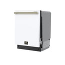 Forno Stella 24-Inch Built-in Dishwasher in White with Antique Brass Handle, Tall Tub, Top Touch Control, Quiet 44 dBA, Soil-Sensing Capable, NSF & ENERGY STAR (FDWBI8010-24WHT)
