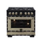 FORNO Valente 36-Inch Dual Fuel Range in Black with Antique Brass Handle and Decorative Copper Trim, 5.2 Cu. Ft. Convection Oven, 6 Sealed Burners, 71,000 BTU (FFSGS6199-36CPBLK)
