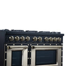 FORNO Valente 48-Inch Dual Fuel Range in Black  with Antique Brass Handle and Decorative Copper Trim, 6.7 Cu. Ft. Double Oven, 8 Sealed Burners, 94,000 BTU (FFSGS6199-48CPBLK)