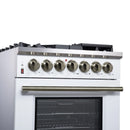 Forno Massimo 30-Inch Freestanding Dual Fuel Range with 4 Burners & 4.32 Cu. Ft. Convection Oven in White with Antique Brass Handle (FFSGS6125-30WHT)
