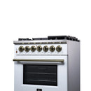 Forno Massimo 30-Inch Freestanding Dual Fuel Range with 4 Burners & 4.32 Cu. Ft. Convection Oven in White with Antique Brass Handle (FFSGS6125-30WHT)