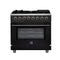 Forno Massimo 36-Inch Freestanding Dual Fuel Range with 6 Burners & 5.36 Cu. Ft. Convection Oven in Black with Antique Brass Handle (FFSGS6125-36BLK)